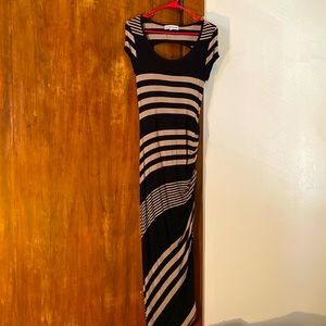 Black and Tan striped maxi dress